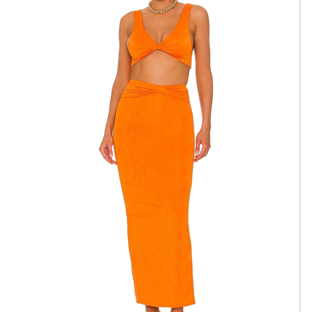 Superdown x Revolve Joana Maxi Skirt Set in Tangerine Size XS